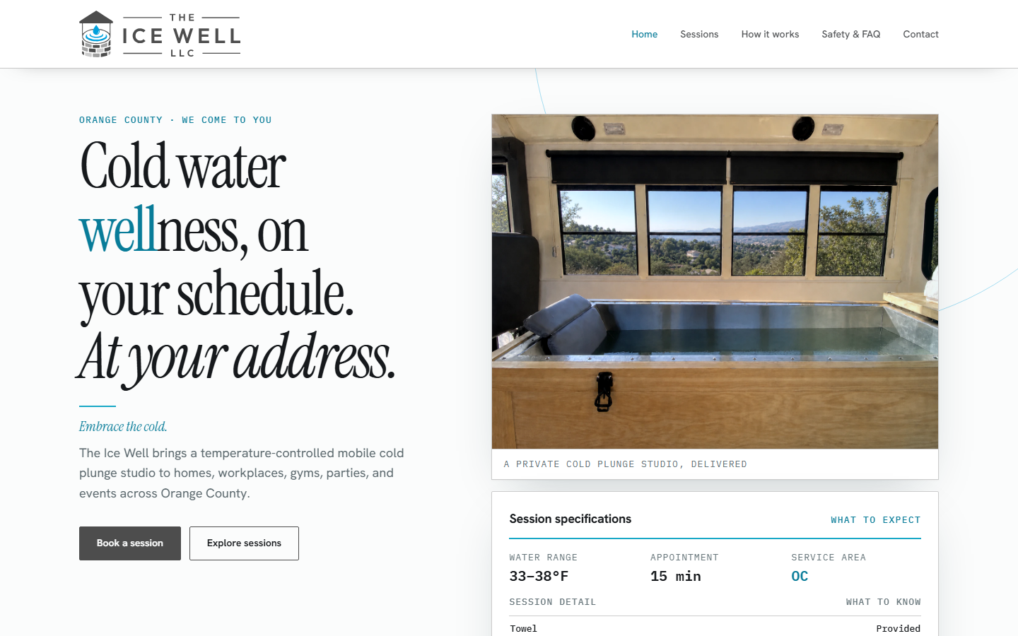 The Ice Well live website; complete desktop capture