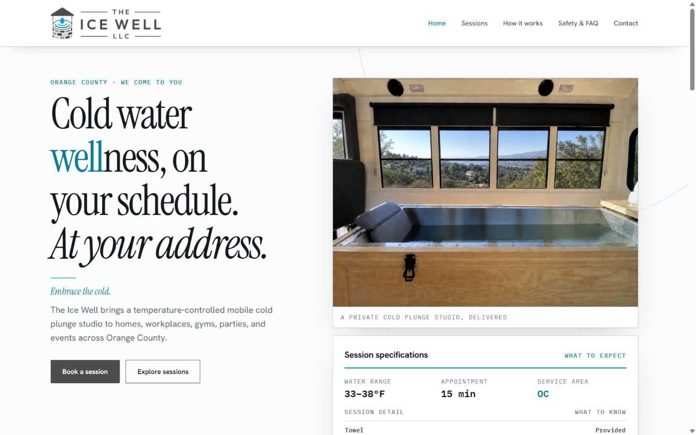 The Ice Well website shown on desktop and mobile
