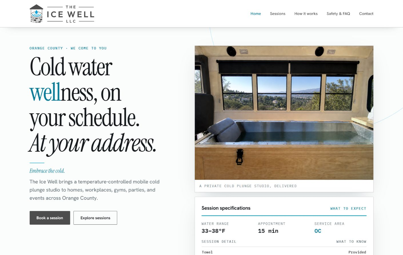 The Ice Well website shown on desktop and mobile