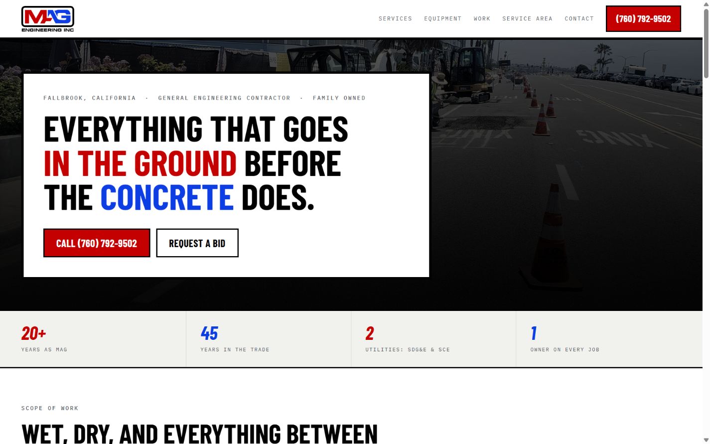 MAG Engineering website shown on desktop and mobile