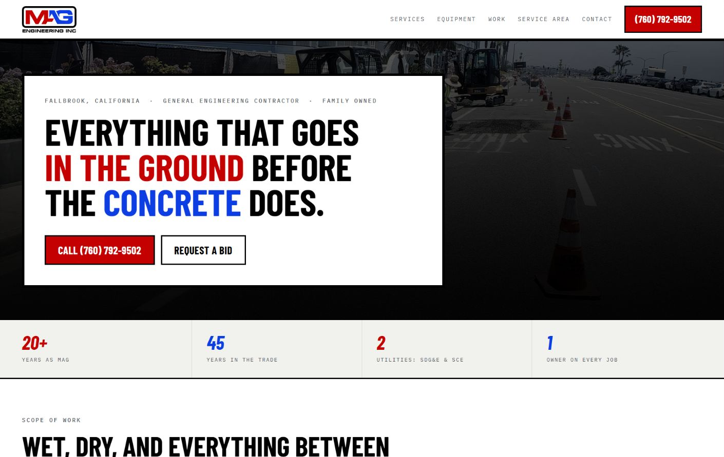 MAG Engineering website shown on desktop and mobile