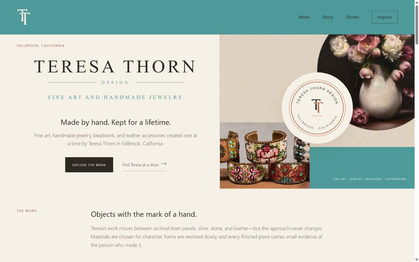 Teresa Thorn Design website shown on desktop and mobile