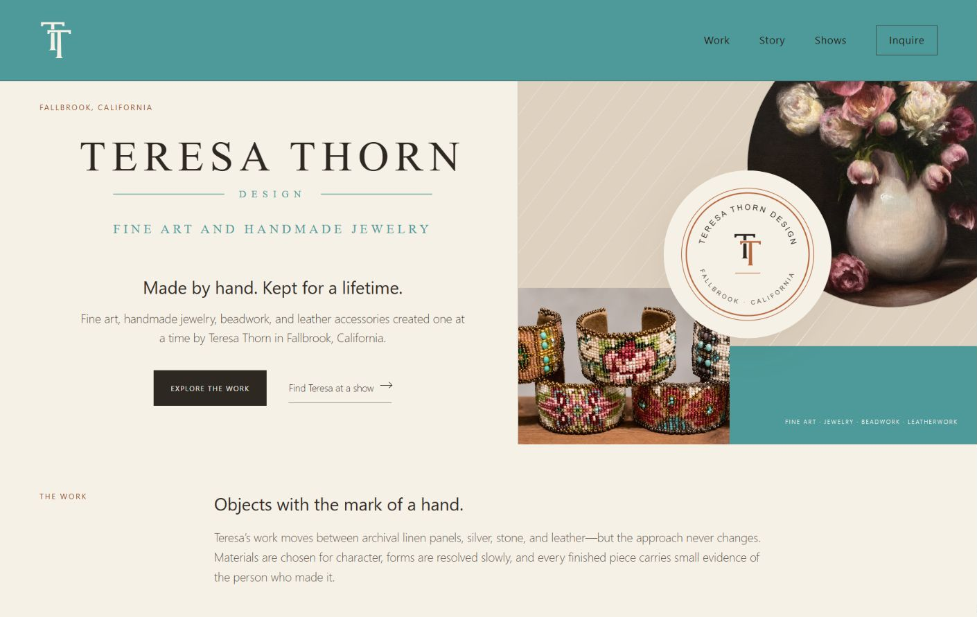 Teresa Thorn Design website shown on desktop and mobile
